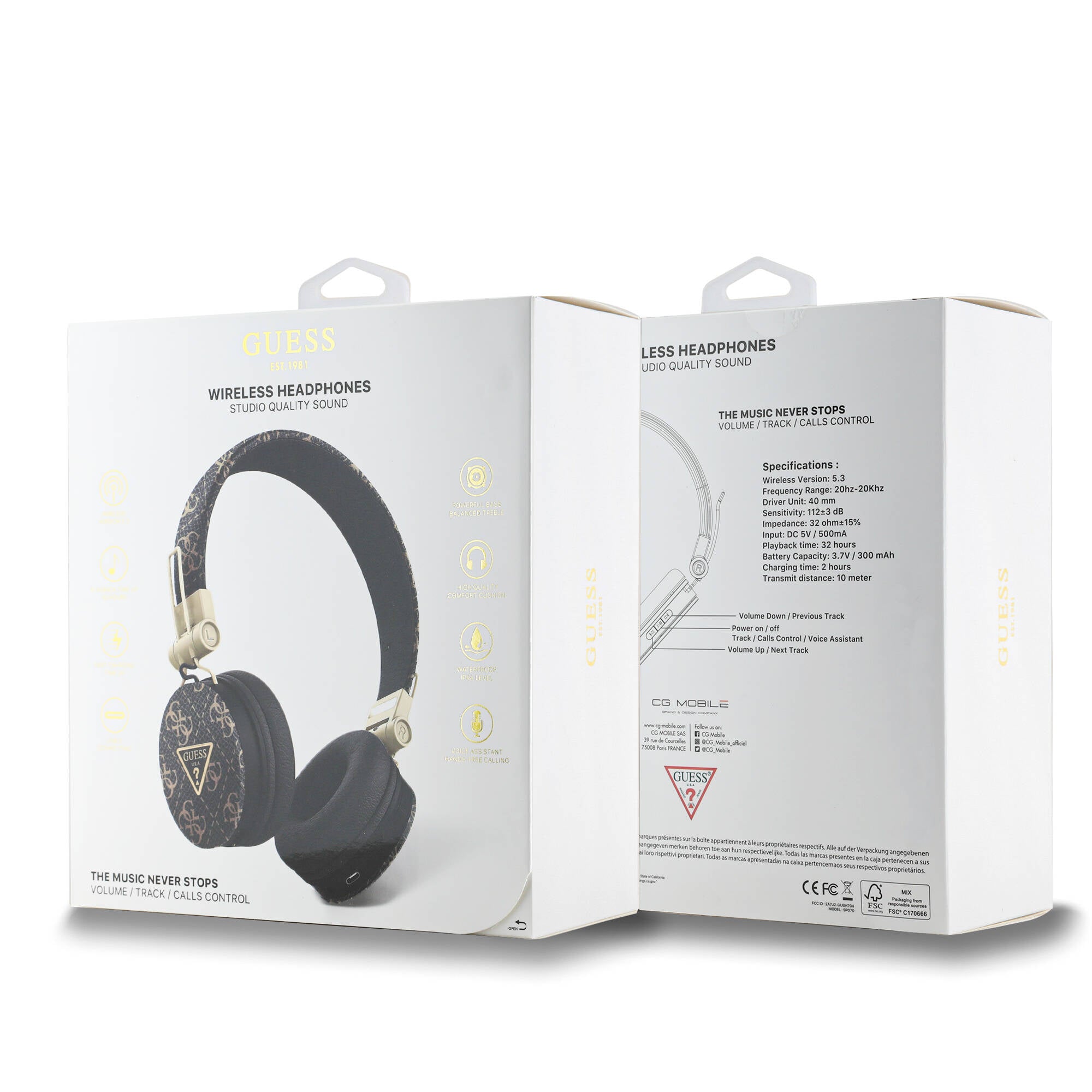 Guess Orjinal Lisanslı PU Desenli Metal Üçgen Logolu Kulak Üstü Bluetooth Kulaklık - 4 Guess Orjinal Lisanslı PU Desenli Metal Üçgen Logolu Kulak Üstü Bluetooth Kulaklık - 4